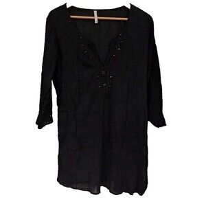 Old Navy Sz l Black jeweled‎ beach swim cover up Vacation Resortwear 100% Cotton